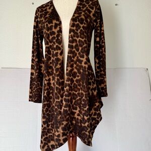 Simply Irresistible Asymmetrical Animal Print Knit Cardigan Size Medium